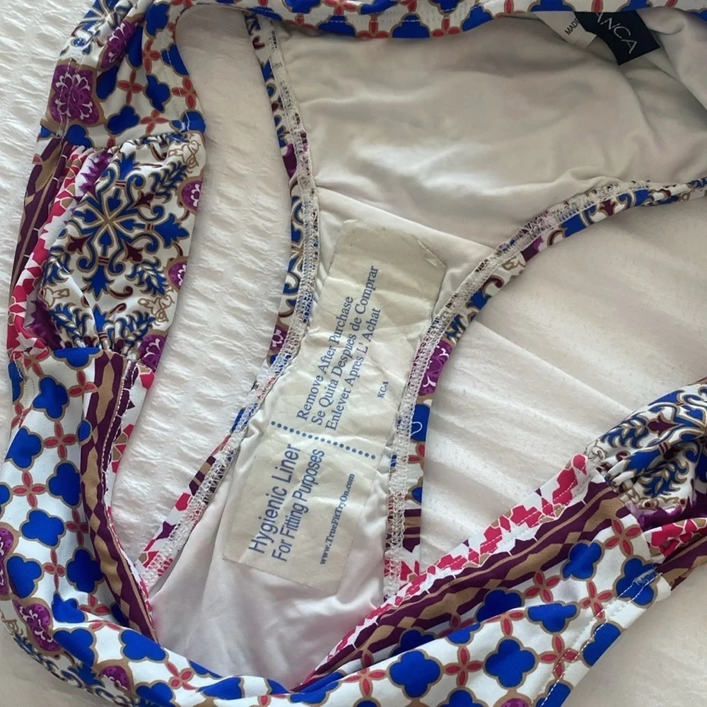 NWT LA BLANCA multi color pattern bikini bottoms size 14